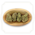 Load image into Gallery viewer, Drizzle CBD flower in wooden bowl on white background
