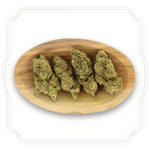 Load image into Gallery viewer, Rambo Cheese CBD flower in wooden bowl on white background
